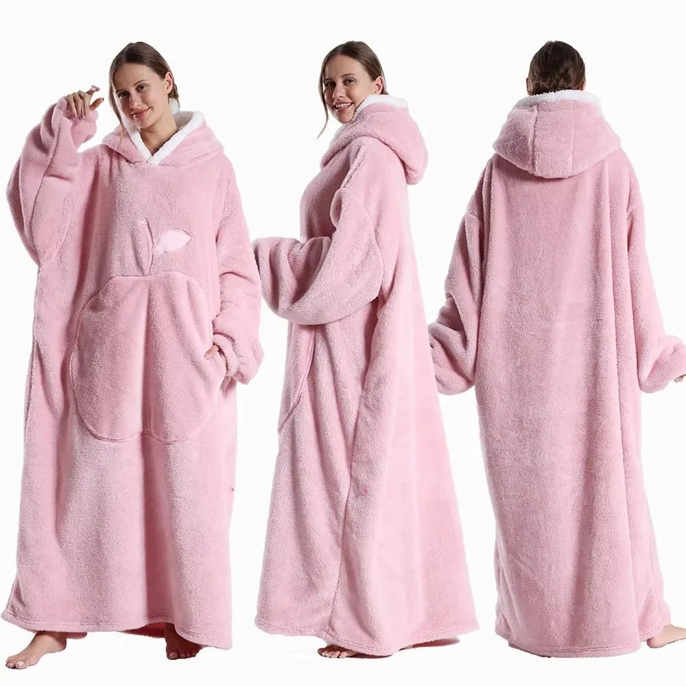 SaneShoppe - Super Long Oversized Sherpa Blanket Hoodies for Family Matching - Cozy Winter Homewear