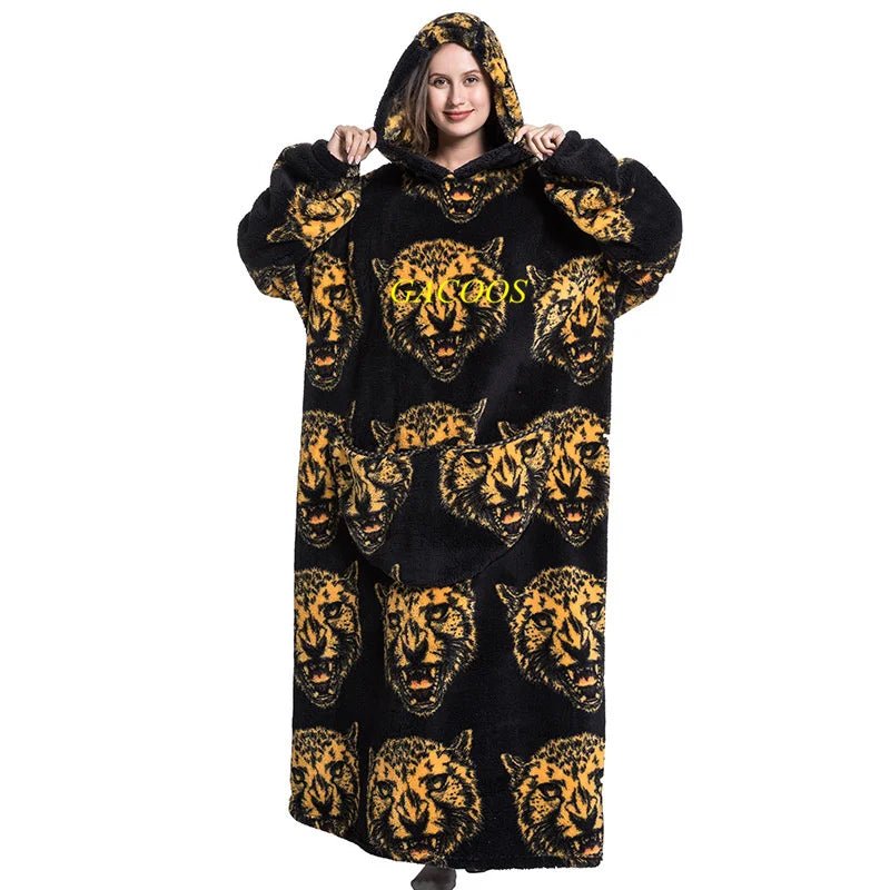 GACOOSSuper Long Oversized Winter Sherpa Blanket Flannel Warm Family Matching Hoodies Thick Halloween Xmas Homewear Women SweatshirtsSaneShoppe