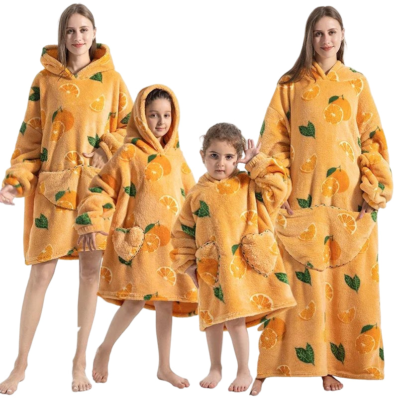 SaneShoppe - Avocado Hoodie Sherpa Blanket - Family Matching Warm Wear