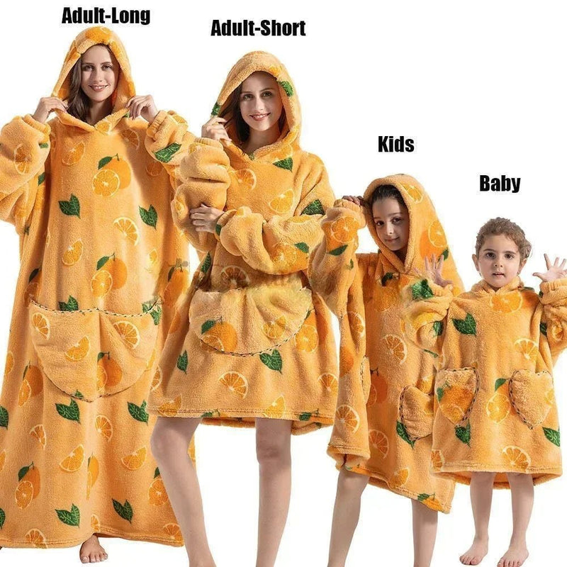 SaneShoppe - Avocado Hoodie Sherpa Blanket - Family Matching Warm Wear