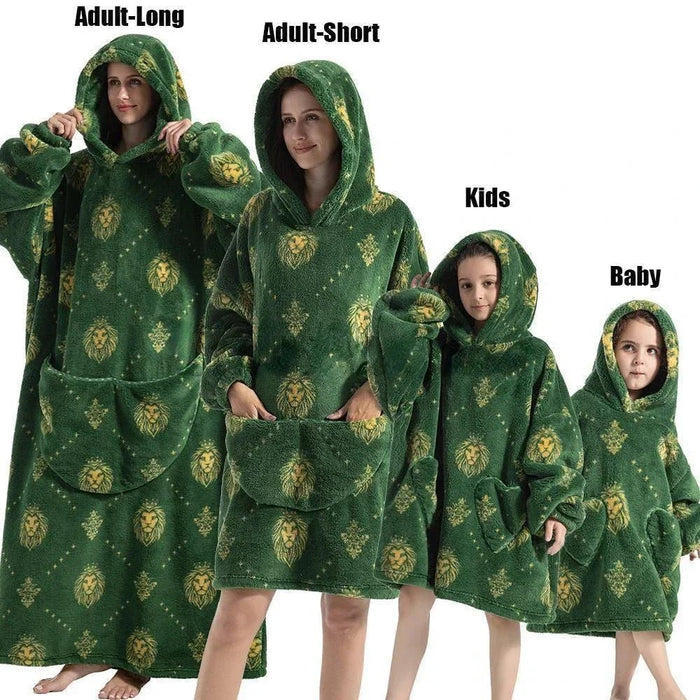 SaneShoppe Avocado Hoodie Sherpa Blanket - Family Matching Warm Wear