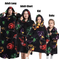 YSOYOKSuper Long Oversized Winter Sherpa Blanket Plush Flannel Warm Family Matching Hoodie Halloween Homewear Avocado Women SweatshirtSaneShoppe