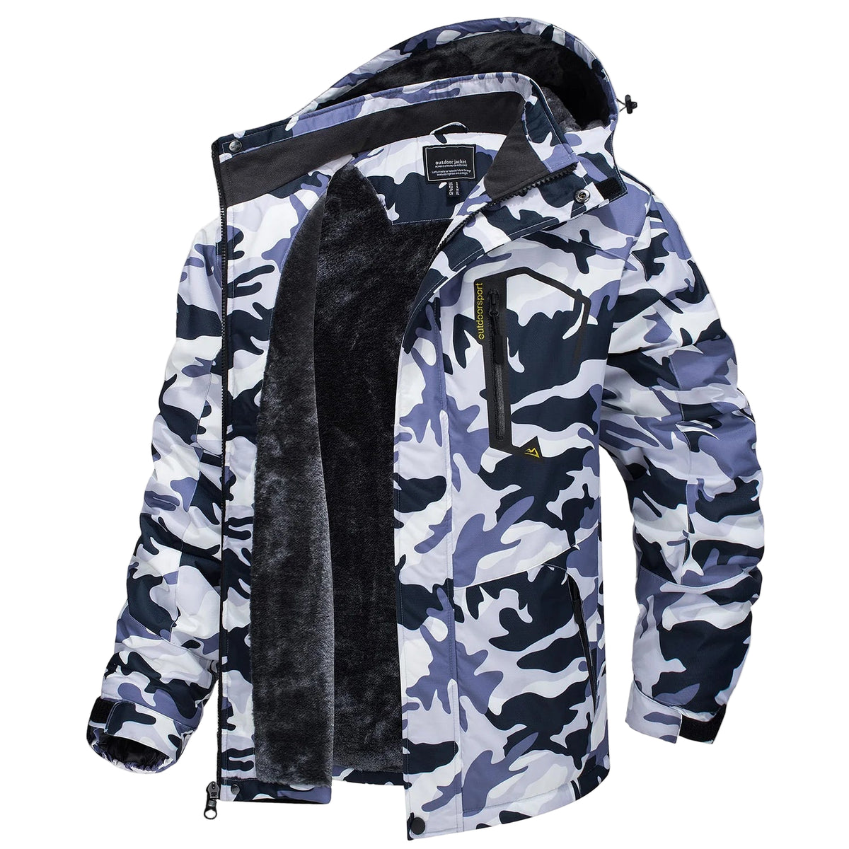 SaneShoppe - TACVASEN Fleece Lining Mountain Jackets Mens Hiking Jackets Outdoor Removable Hooded Coats Ski Snowboard Parka Winter Outwear