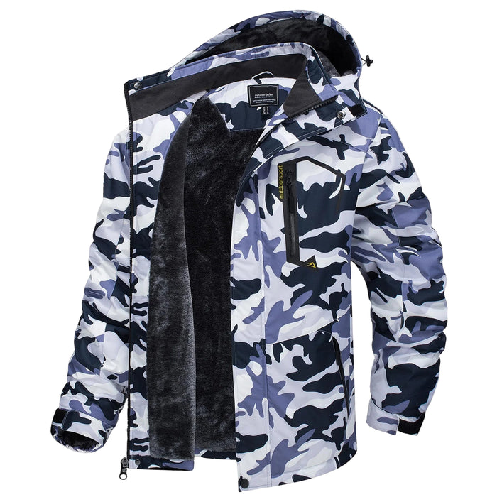 SaneShoppe - TACVASEN Fleece Lining Mountain Jackets Mens Hiking Jackets Outdoor Removable Hooded Coats Ski Snowboard Parka Winter Outwear