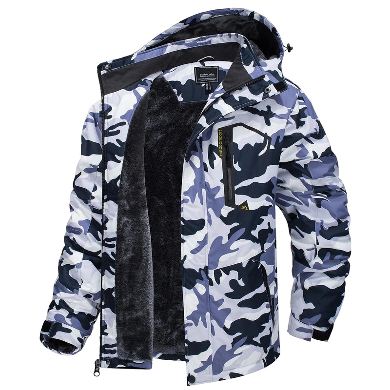 SaneShoppe - TACVASEN Fleece Lining Mountain Jackets Mens Hiking Jackets Outdoor Removable Hooded Coats Ski Snowboard Parka Winter Outwear