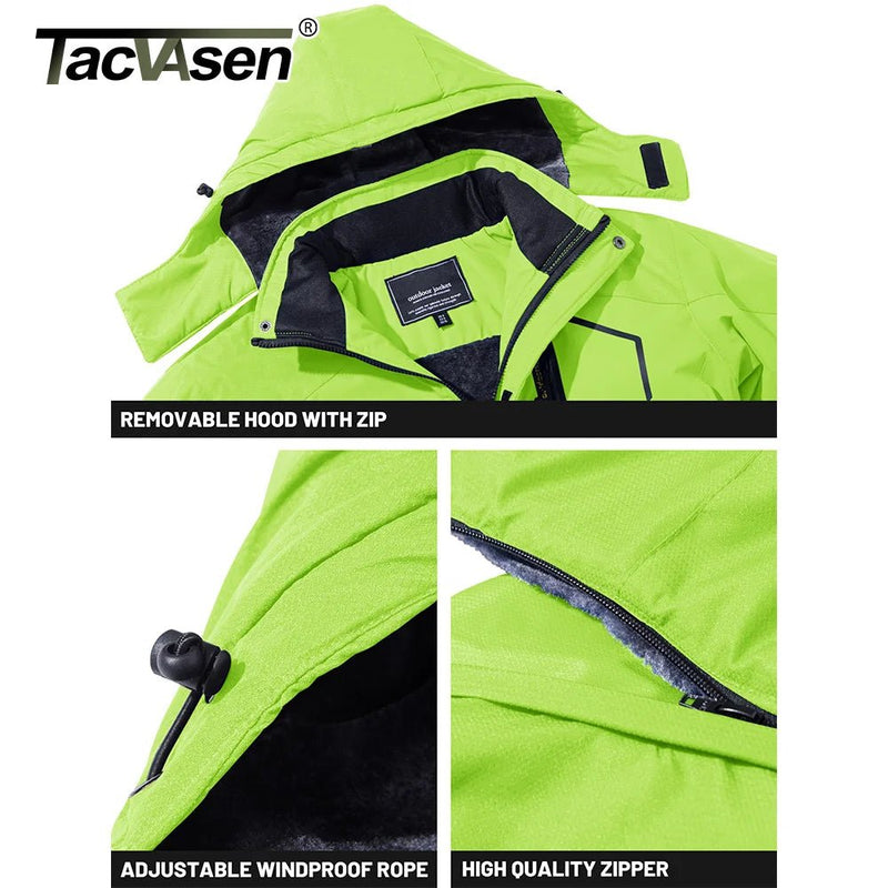 SaneShoppe - TACVASEN Fleece Lining Mountain Jackets Mens Hiking Jackets Outdoor Removable Hooded Coats Ski Snowboard Parka Winter Outwear