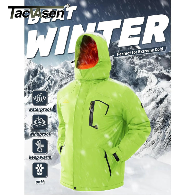 SaneShoppe - TACVASEN Fleece Lining Mountain Jackets Mens Hiking Jackets Outdoor Removable Hooded Coats Ski Snowboard Parka Winter Outwear