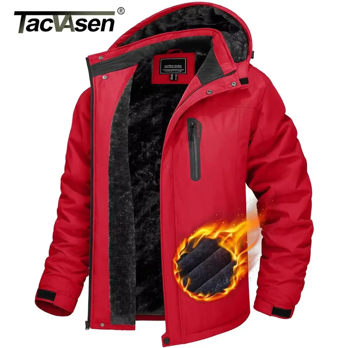 SaneShoppe - TACVASEN Winter Thicken Fleece Jacket Mens Waterproof Hiking Skiing Jackets Outdoor Mountain Trekking Windbreaker Parka Male