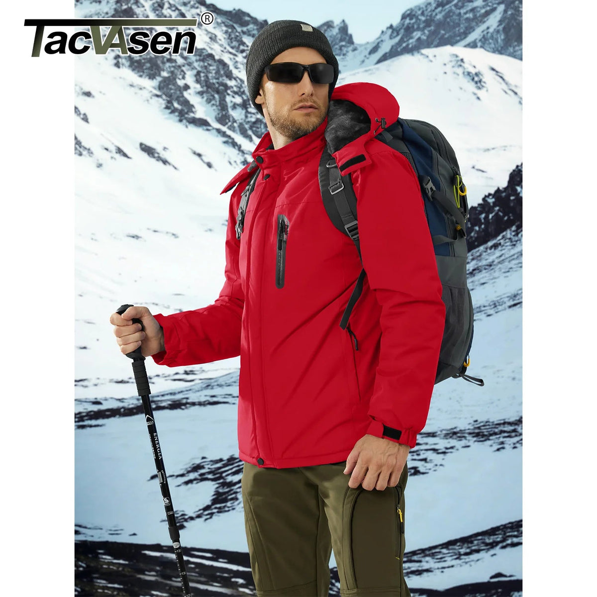 SaneShoppe - TACVASEN Winter Thicken Fleece Jacket Mens Waterproof Hiking Skiing Jackets Outdoor Mountain Trekking Windbreaker Parka Male