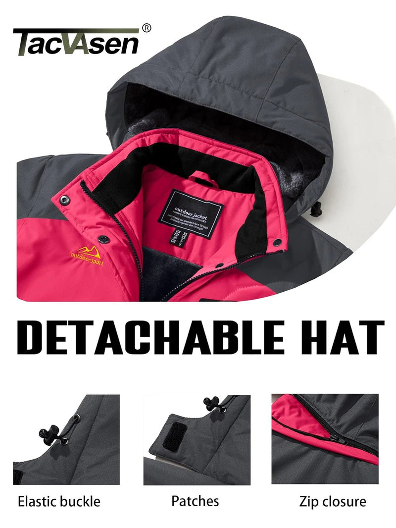 SaneShoppe - TACVASEN Winter Waterproof Ski Snowboard Jacket Womens Thermal Heavy Fleece Jackets Casual Work Rain Coat Windbreaker Parka