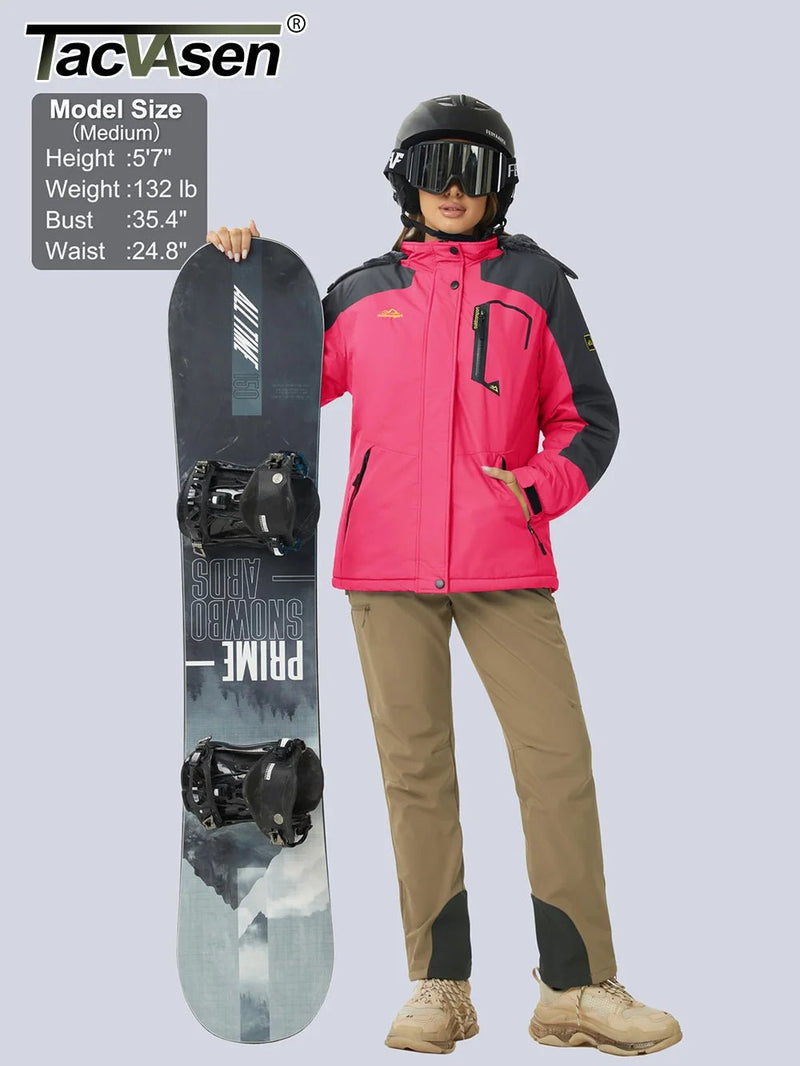 SaneShoppe - TACVASEN Winter Waterproof Ski Snowboard Jacket Womens Thermal Heavy Fleece Jackets Casual Work Rain Coat Windbreaker Parka