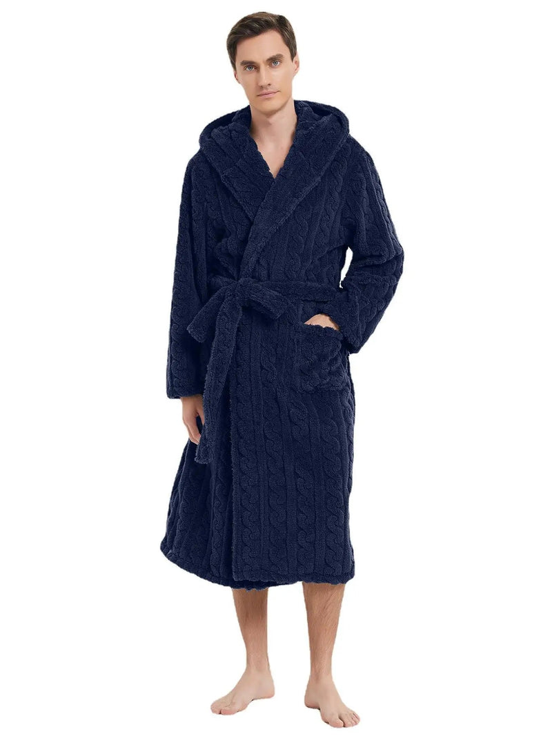 SaneShoppe - Cozy Jacquard Hooded Couple Robe for Fall/Winter