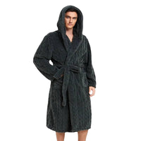 SaneShoppe - Cozy Jacquard Hooded Couple Robe for Fall/Winter
