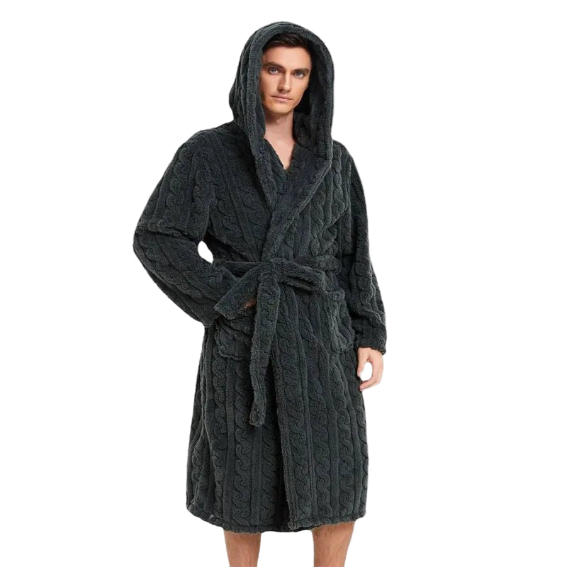 SaneShoppe - Cozy Jacquard Hooded Couple Robe for Fall/Winter