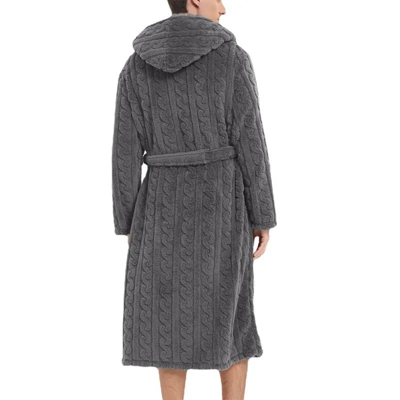 SaneShoppe - Cozy Jacquard Hooded Couple Robe for Fall/Winter