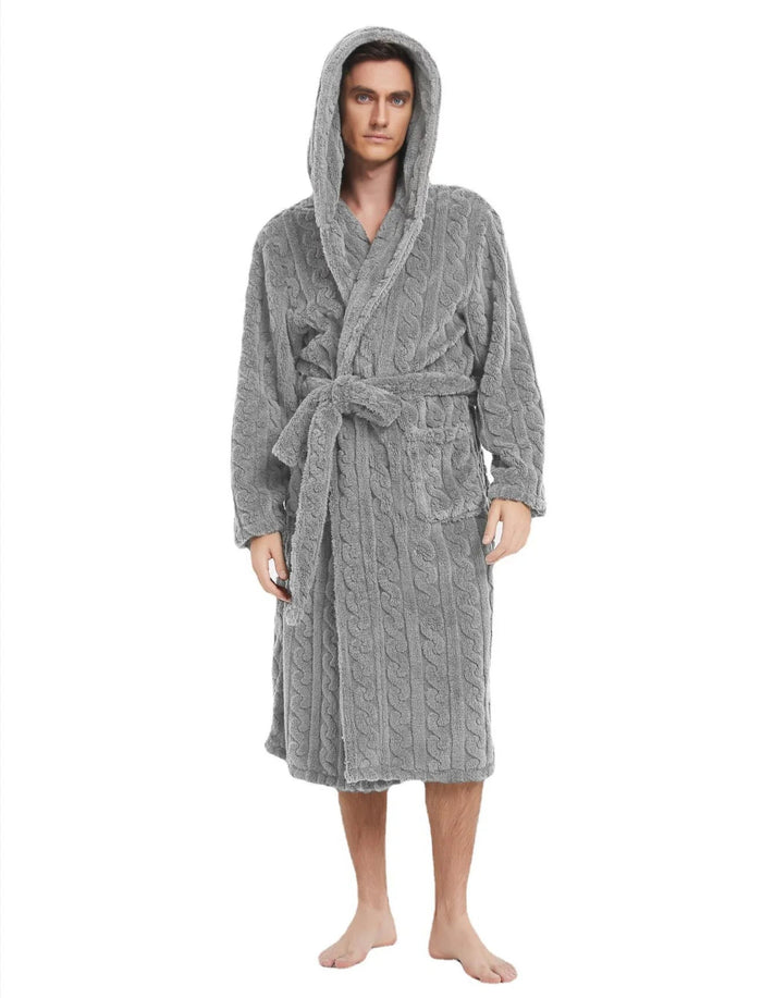 SaneShoppe - Cozy Jacquard Hooded Couple Robe for Fall/Winter