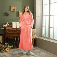 SaneShoppe - Cozy Couples Matching Winter Sleep Robe - Large Size Coral Fleece Bath Robe
