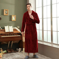 SaneShoppe - Cozy Couples Matching Winter Sleep Robe - Large Size Coral Fleece Bath Robe