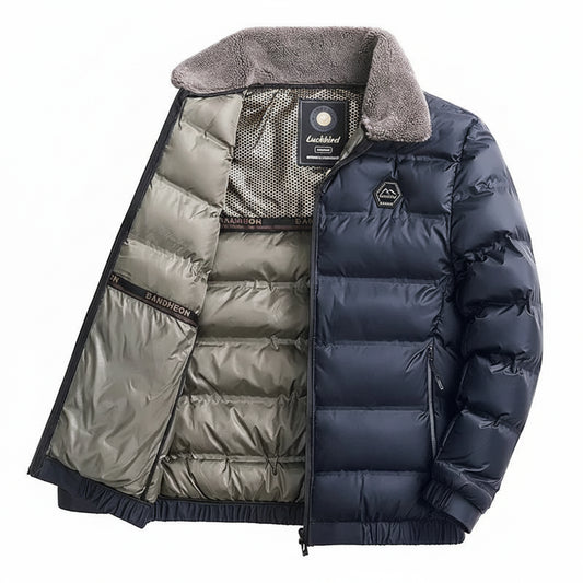 SaneShoppe - Winter Men Casual Parkas Solid Color Warm Thickened Jacket for Men Quality Turn - down Collar Male Overcoat 2024 Fashion All - match