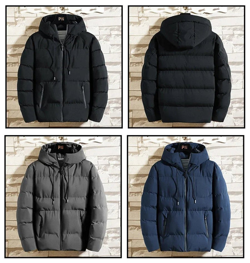 SaneShoppe - Thick Cotton Hooded Winter Jacket for Men - Windproof & Stylish Outwear
