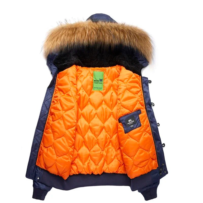 SaneShoppe - Winter Men Pilot Jacket Fur Collar Warm Military Bomber Jacket Hooded Parka Thick Outdoor Windbreaker High Quality Male Clothing
