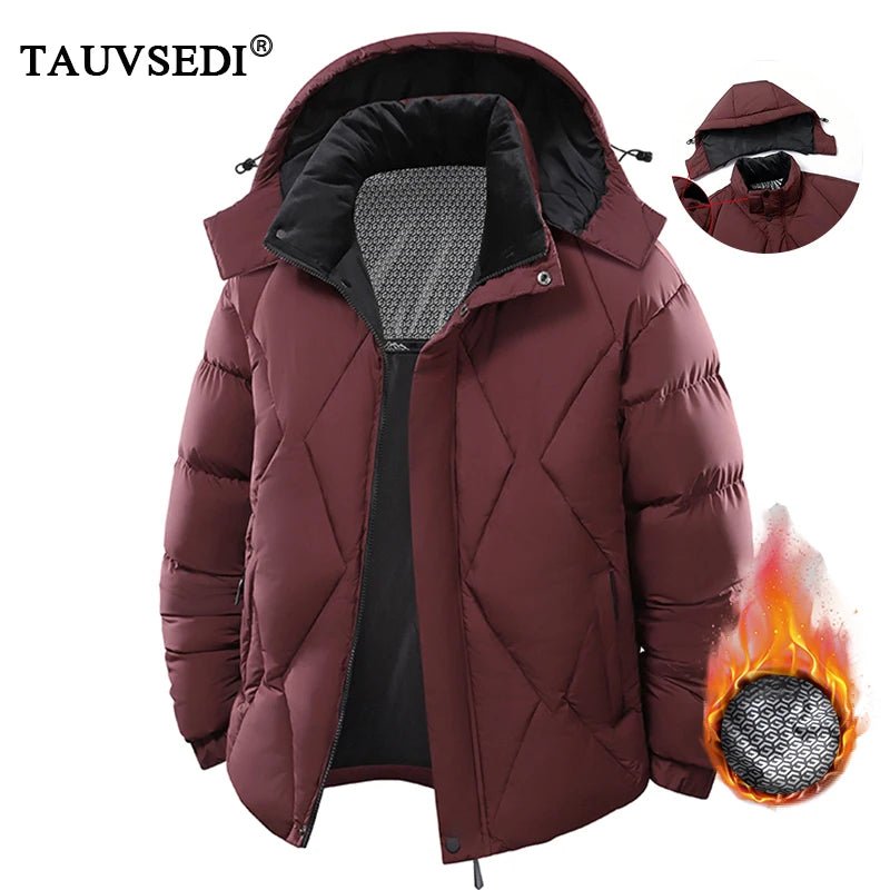 SaneShoppe - Winter Men Windproof Casual Fashion Jacket Mens Puffer Hooded Outdoor Jackets Male Detachable Hat Thick Jacket Windbreaker Parka