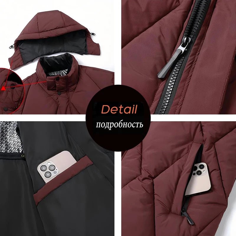 SaneShoppe - Winter Men Windproof Casual Fashion Jacket Mens Puffer Hooded Outdoor Jackets Male Detachable Hat Thick Jacket Windbreaker Parka