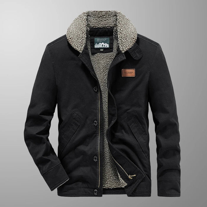 SaneShoppe - Winter Men's New Lamb Wool Padded Jacket Retro Casual Tooling Clothes Windproof Cashmere Warm Padded Coat Daily Fashion Coat