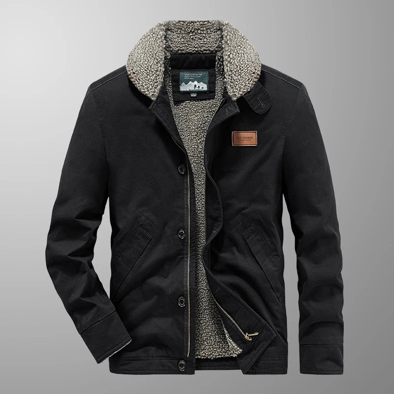 SaneShoppe - Winter Men's New Lamb Wool Padded Jacket Retro Casual Tooling Clothes Windproof Cashmere Warm Padded Coat Daily Fashion Coat