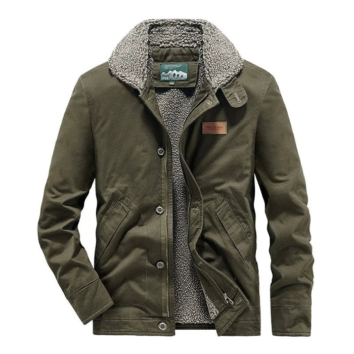 SaneShoppe - Winter Men's New Lamb Wool Padded Jacket Retro Casual Tooling Clothes Windproof Cashmere Warm Padded Coat Daily Fashion Coat