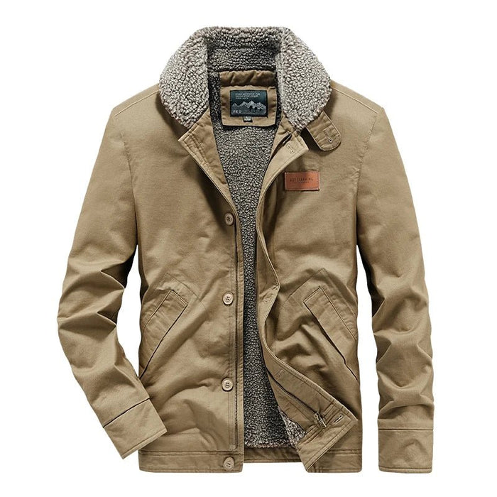 SaneShoppe - Winter Men's New Lamb Wool Padded Jacket Retro Casual Tooling Clothes Windproof Cashmere Warm Padded Coat Daily Fashion Coat