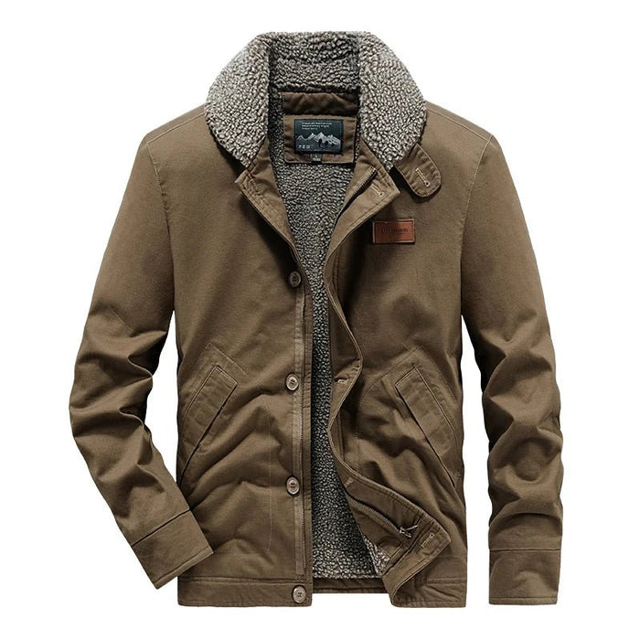 SaneShoppe - Winter Men's New Lamb Wool Padded Jacket Retro Casual Tooling Clothes Windproof Cashmere Warm Padded Coat Daily Fashion Coat