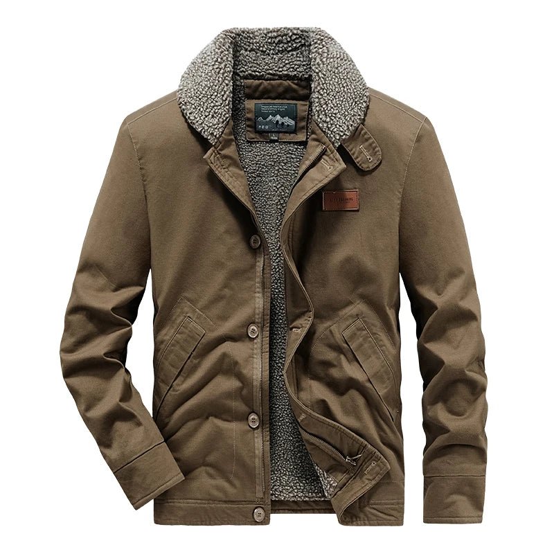 SaneShoppe - Winter Men's New Lamb Wool Padded Jacket Retro Casual Tooling Clothes Windproof Cashmere Warm Padded Coat Daily Fashion Coat