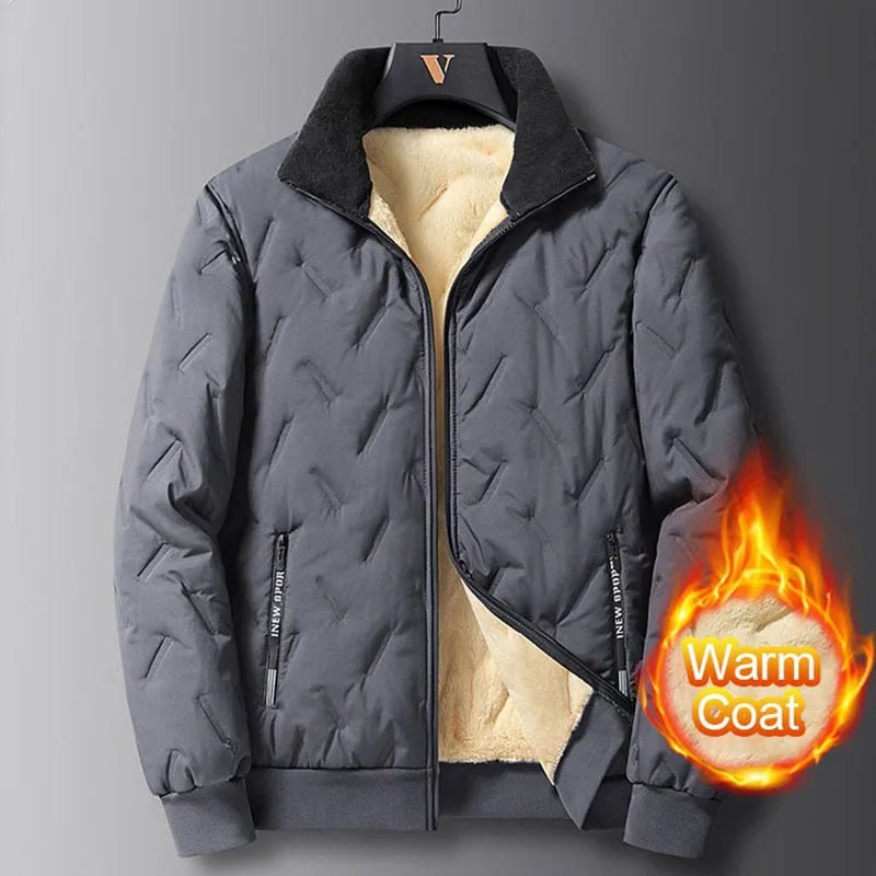 SaneShoppe - Men's Thicken Fleece Winter Coat - Windproof Zipper Warm Outwear