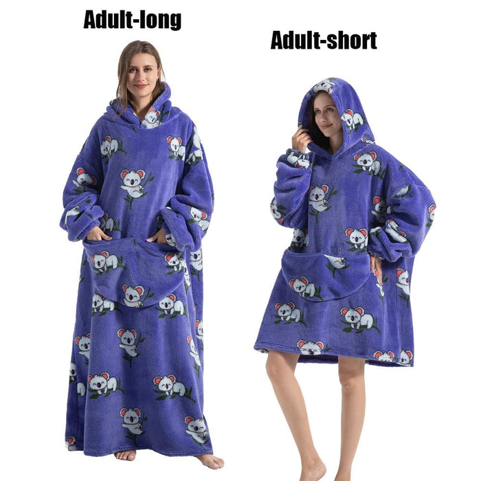 SaneShoppe - Winter Sherpa Hood TV Blanket for Adults - Super Soft & Cozy