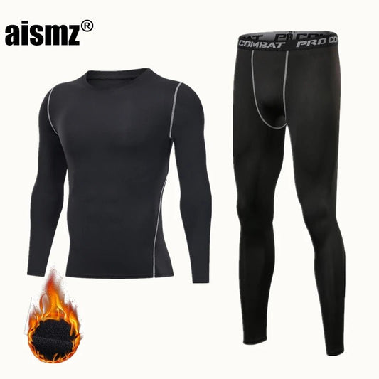 SaneShoppe - Winter Thermal Underwear Men Compression Fitness Fleece Man Sport First Layer Underwear Set Second Thermal Men's Skin Long Johns