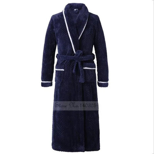 SaneShoppe-Long Robe Warm Men's Bathrobe Gown Large Size Loose Coral Fleece 4XL