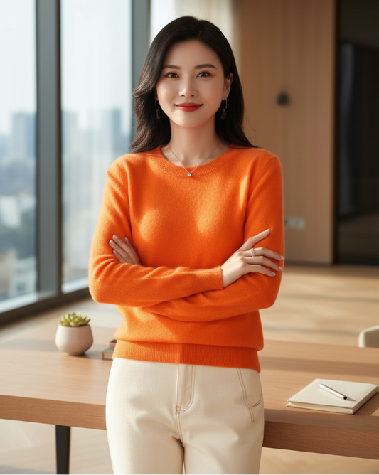SaneShoppe - Women 100% Merino Wool Sweater O - Neck Long Sleeve Cashmere Knitwear Pullover Aliselect Fashion Autumn Winter Clothing Tops