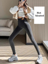 SaneShoppe - Warm Velvet High Waist Leggings for Women - Autumn/Winter Thick Cotton Fleece Tights