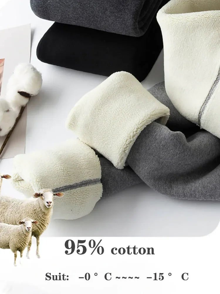 SaneShoppe - Warm Velvet High Waist Leggings for Women - Autumn/Winter Thick Cotton Fleece Tights