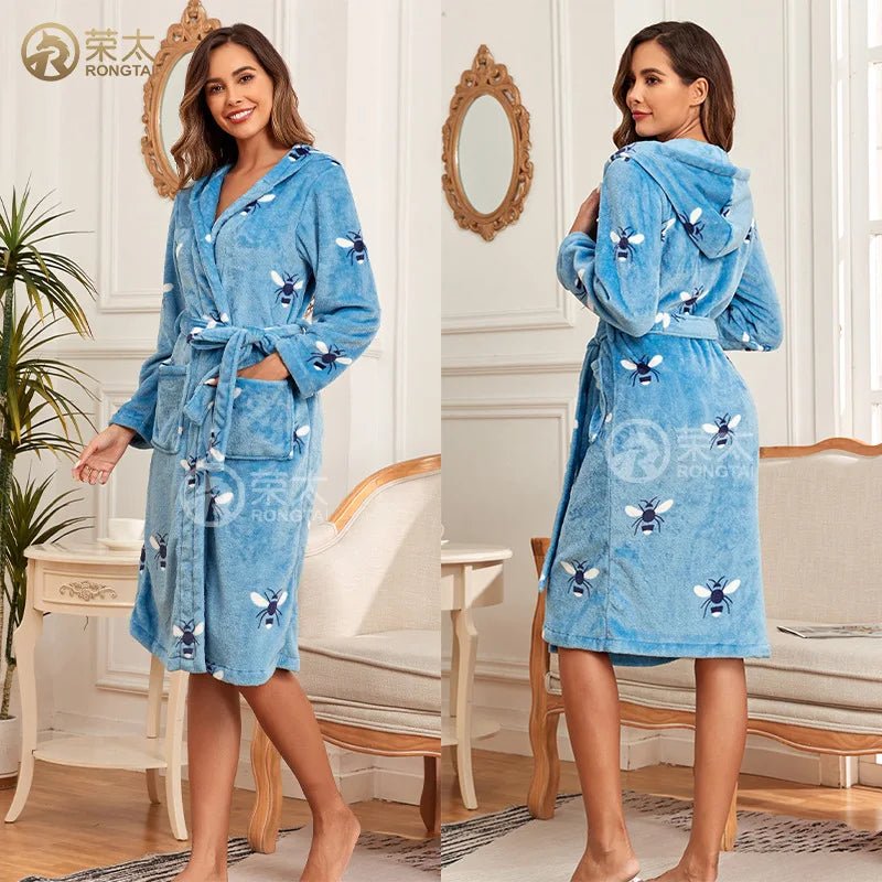 SaneShoppe Hotel Flannel Nightgown Set for Women - Cozy Couple Loungewear