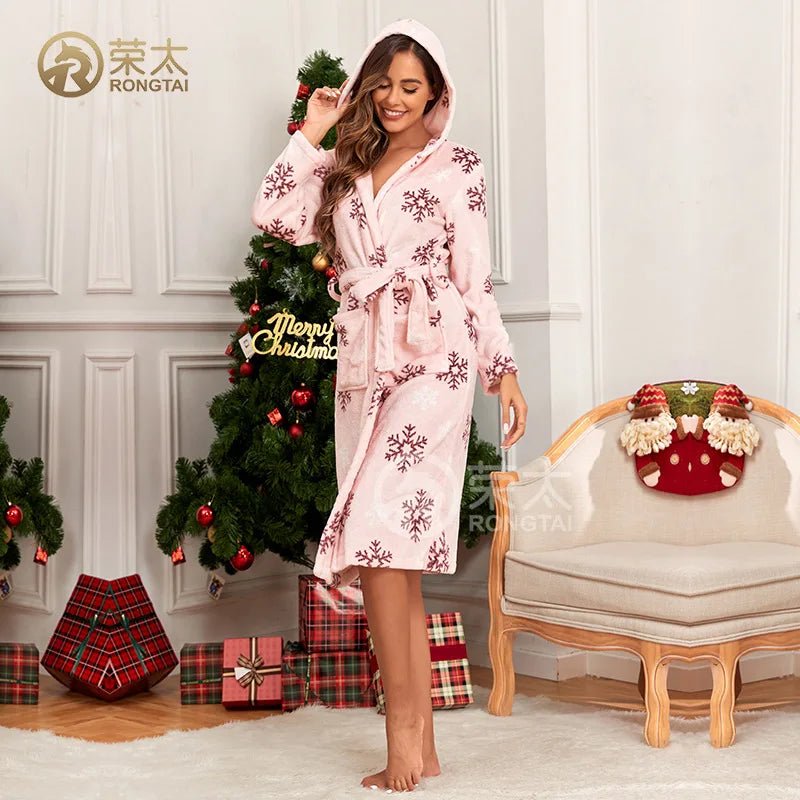 SaneShoppe - Hotel Flannel Nightgown Set for Women - Cozy Couple Loungewear