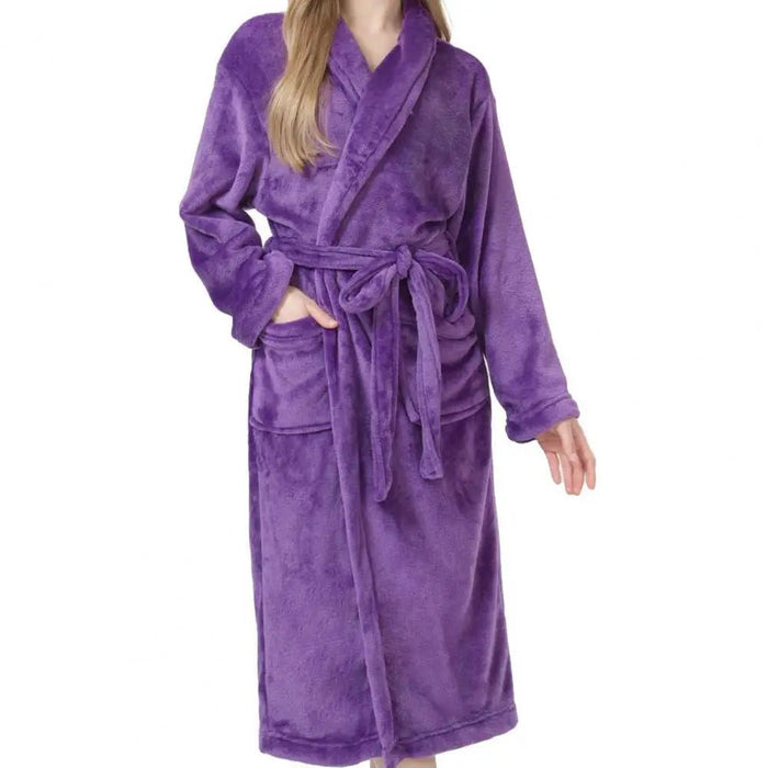 SaneShoppe - Winter Pockets Women's Fleece Robe - Cozy Nightgown