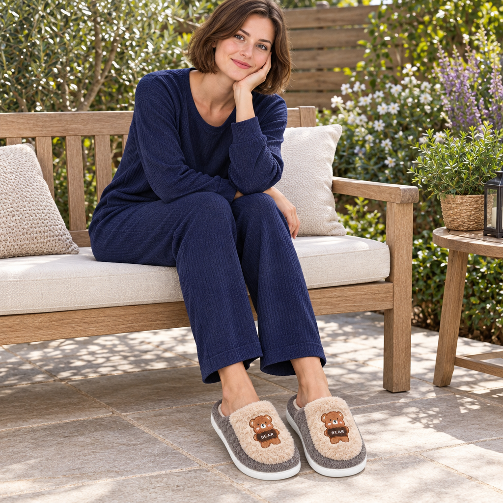 Experience Ultimate Comfort with Our Warm Bears Fur Slippers for Women