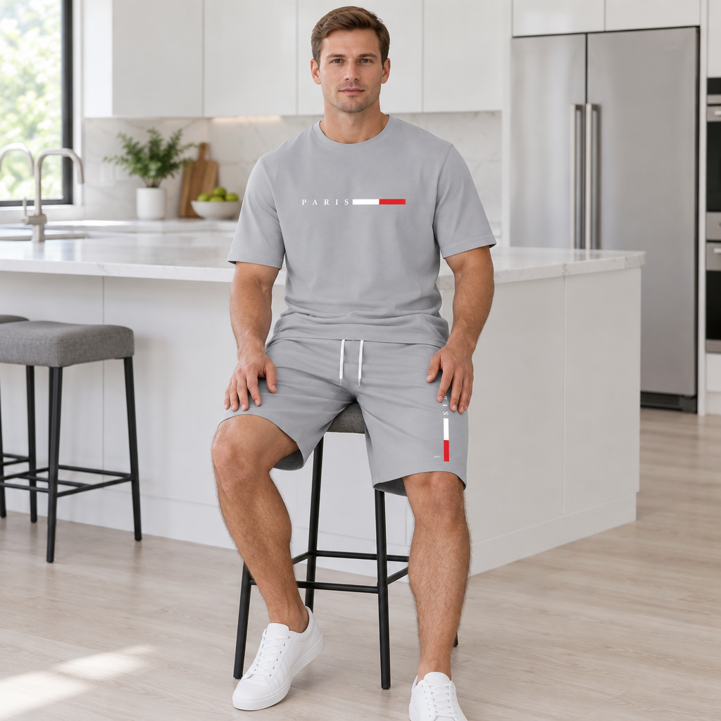 Men's Summer Tracksuit Set - 2-Piece Short Sleeve O-Neck Running Suit Plus Size T-shirt