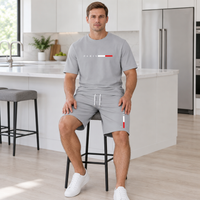 Men's Summer Tracksuit Set - 2-Piece Short Sleeve O-Neck Running Suit Plus Size T-shirt