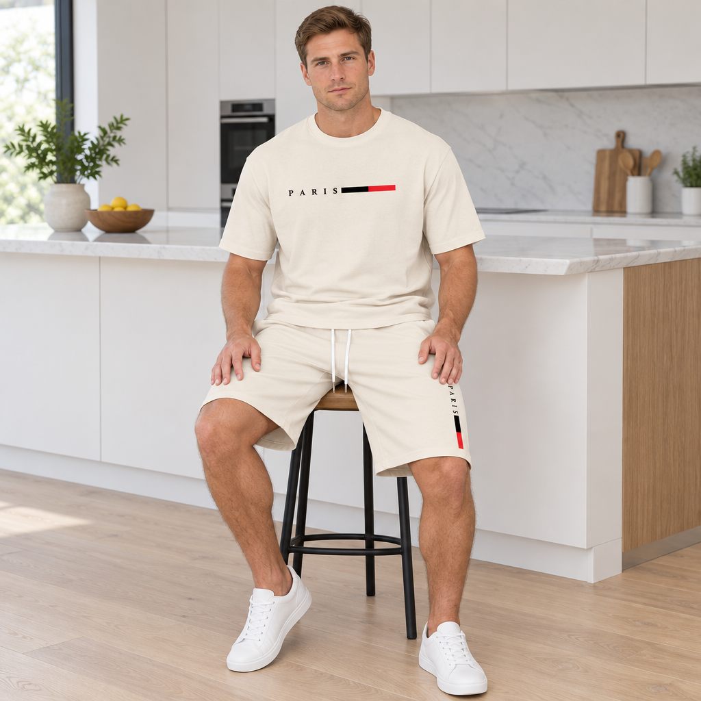 Men's Summer Tracksuit Set - 2-Piece Short Sleeve O-Neck Running Suit Plus Size T-shirt