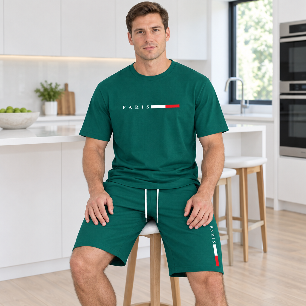 Men's Summer Tracksuit Set - 2-Piece Short Sleeve O-Neck Running Suit Plus Size T-shirt
