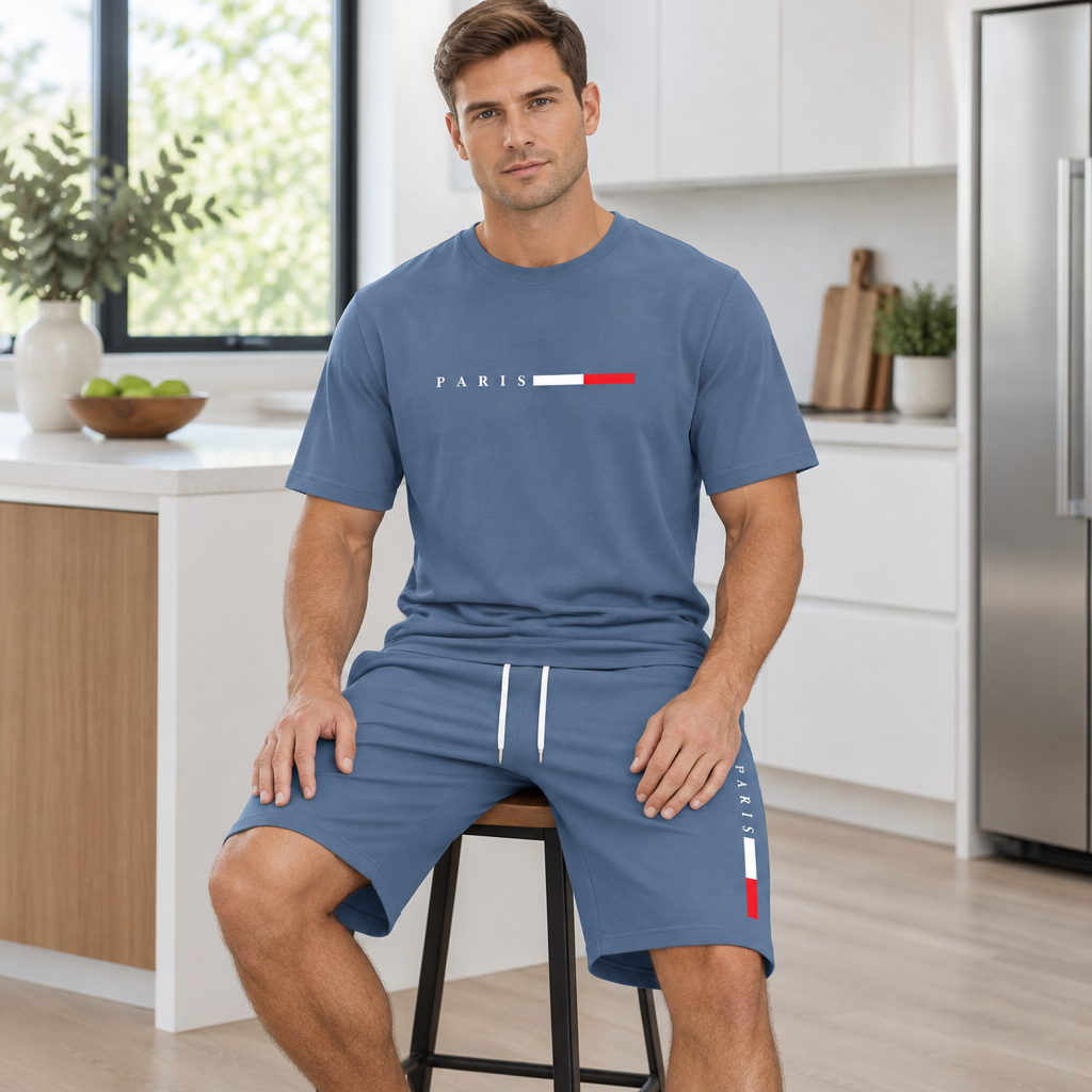 Men's Summer Tracksuit Set - 2-Piece Short Sleeve O-Neck Running Suit Plus Size T-shirt