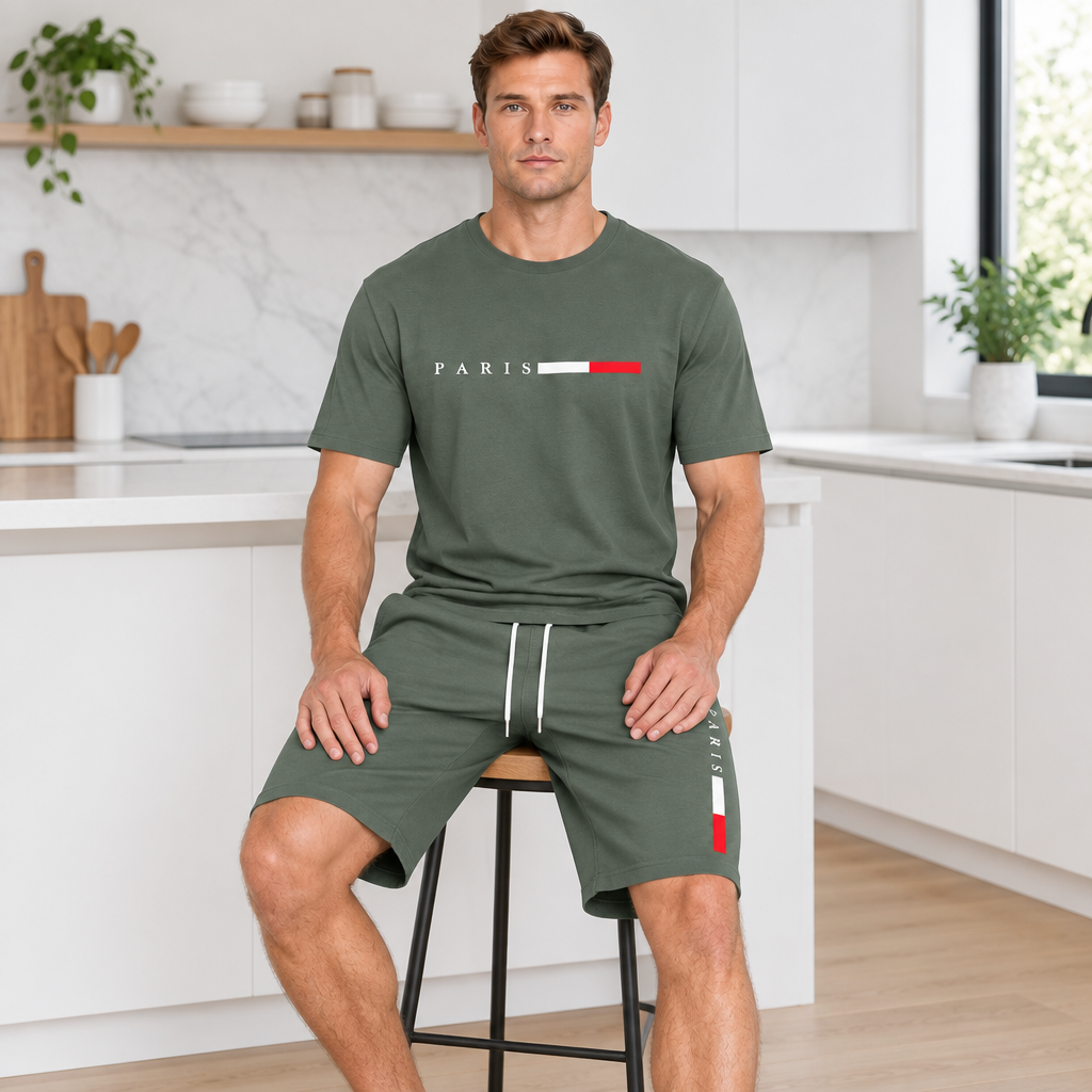Men's Summer Tracksuit Set - 2-Piece Short Sleeve O-Neck Running Suit Plus Size T-shirt